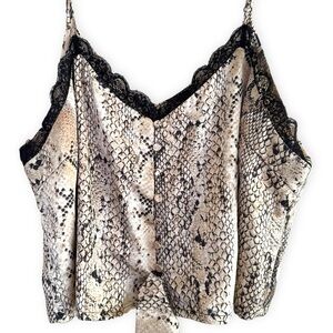 PRIMARK Snakeskin Lace Button Down Tie Blouse